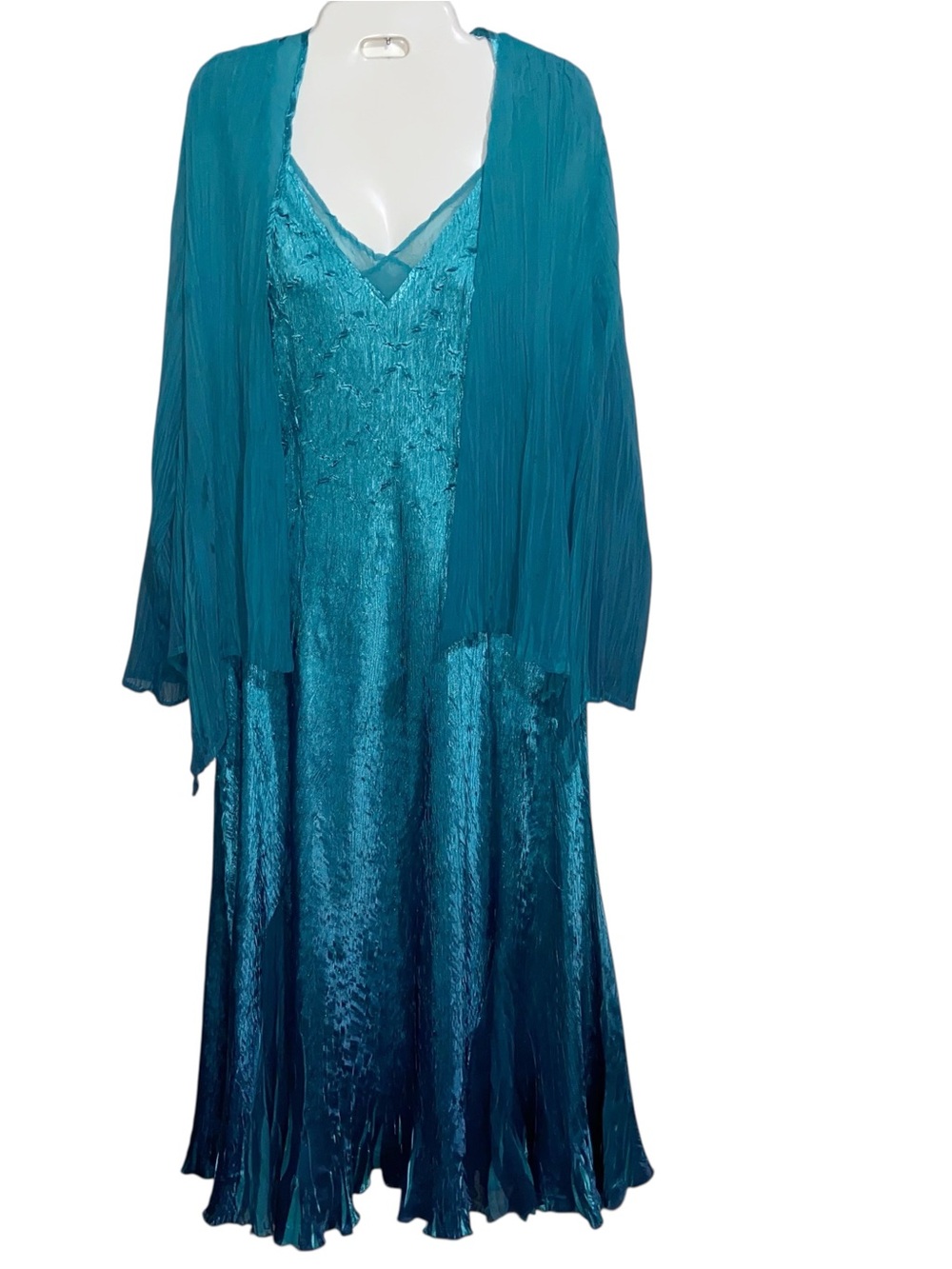 Komarov Dress W/ Jacket Medium Charmeuse Satin Wedding Mother Of Bride Formal